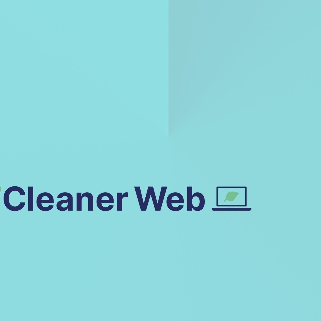 Text: Cleaner Web. Hintergrund ist grün. 